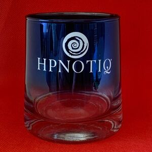 Pre Owned Hpnotiq Rocks Glass Wide Heavy Base Metallic Blue Fade Logo Tumbler